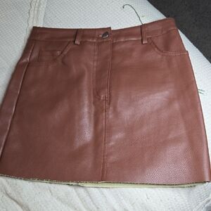 Forever 21 Brown Leather Mini Skirt